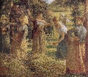 Camille Pissarro to collect the hay farmer oil on canvas